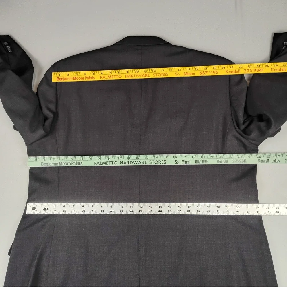 Jos A Bank Men's 48L 44x32 Charcoal 100% Wool 2 Piece Suit Pants Pleated Cuffed